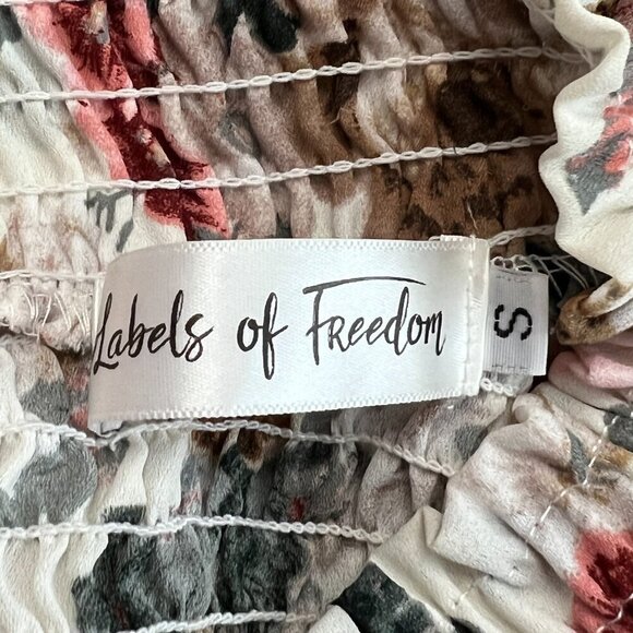 Labels Of Freedom Top Women's Size S Floral Smock Mock Neck Balloon Long Sleeve - Picture 6 of 11
